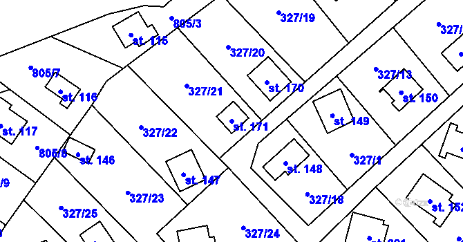 Parcela st. 171 v KÚ Klokočov, Katastrální mapa