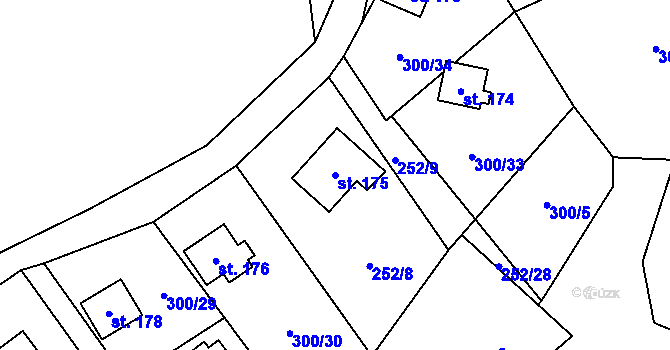 Parcela st. 175 v KÚ Klokočov, Katastrální mapa