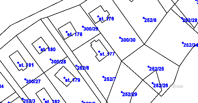 Parcela st. 177 v KÚ Klokočov, Katastrální mapa