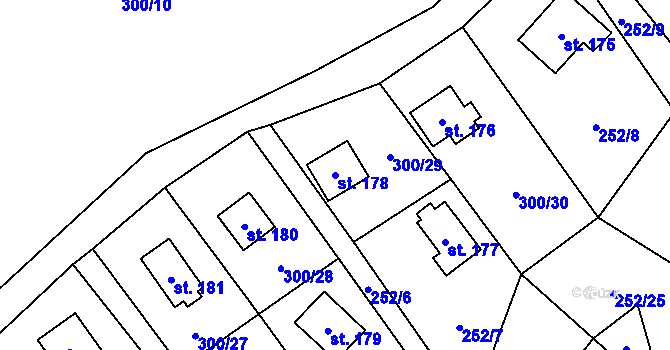 Parcela st. 178 v KÚ Klokočov, Katastrální mapa