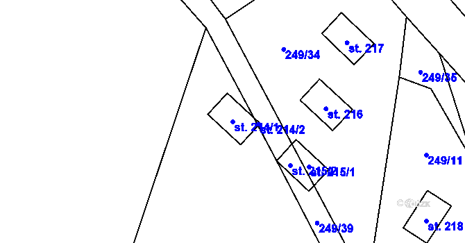 Parcela st. 214/1 v KÚ Klokočov, Katastrální mapa