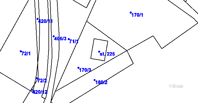 Parcela st. 225 v KÚ Klokočov, Katastrální mapa