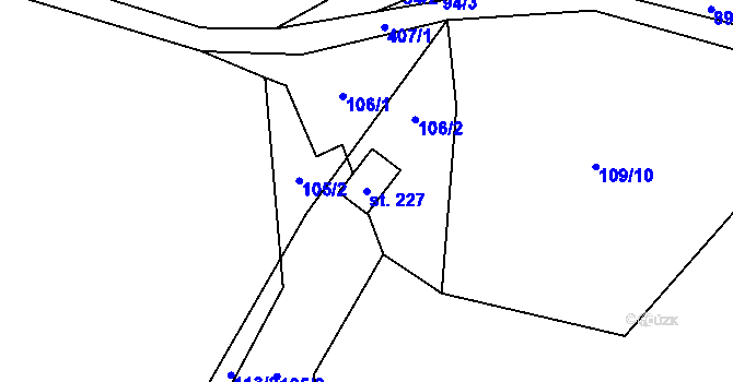 Parcela st. 227 v KÚ Klokočov, Katastrální mapa