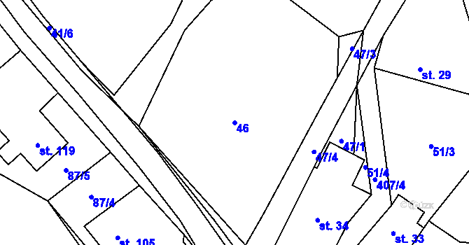 Parcela st. 46 v KÚ Klokočov, Katastrální mapa