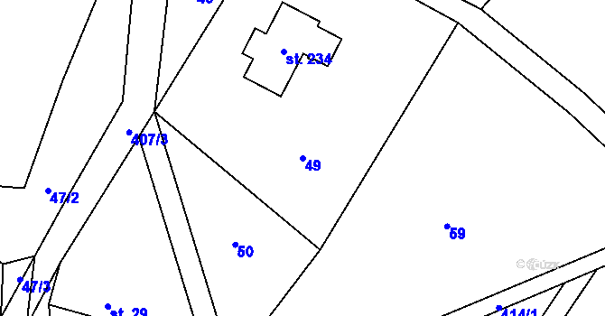 Parcela st. 49 v KÚ Klokočov, Katastrální mapa