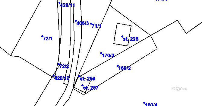 Parcela st. 170/3 v KÚ Klokočov, Katastrální mapa
