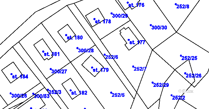 Parcela st. 252/6 v KÚ Klokočov, Katastrální mapa