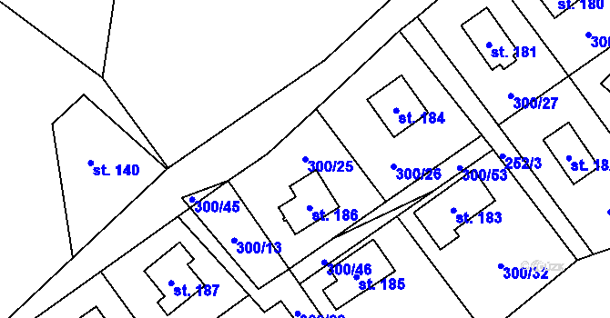 Parcela st. 300/25 v KÚ Klokočov, Katastrální mapa