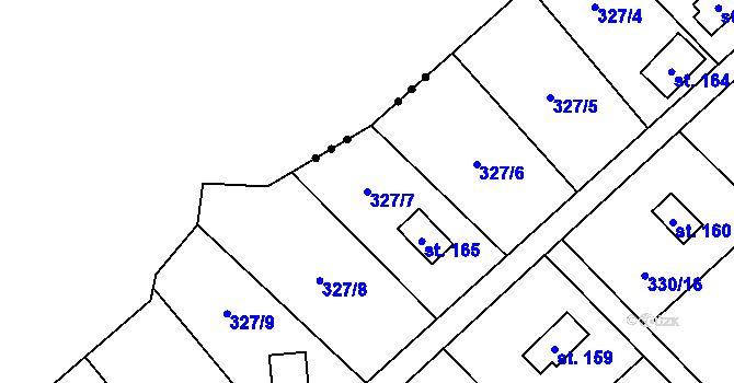 Parcela st. 327/7 v KÚ Klokočov, Katastrální mapa