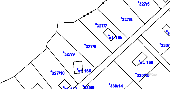 Parcela st. 327/8 v KÚ Klokočov, Katastrální mapa