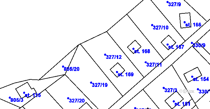 Parcela st. 327/12 v KÚ Klokočov, Katastrální mapa