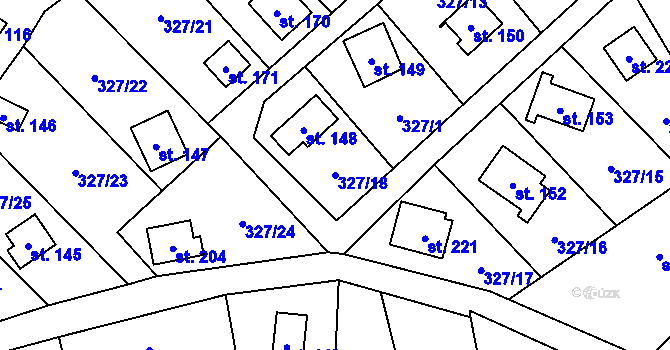 Parcela st. 327/18 v KÚ Klokočov, Katastrální mapa
