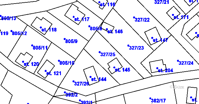 Parcela st. 327/25 v KÚ Klokočov, Katastrální mapa