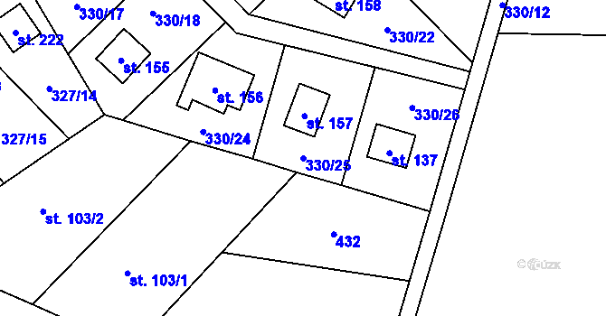 Parcela st. 330/25 v KÚ Klokočov, Katastrální mapa