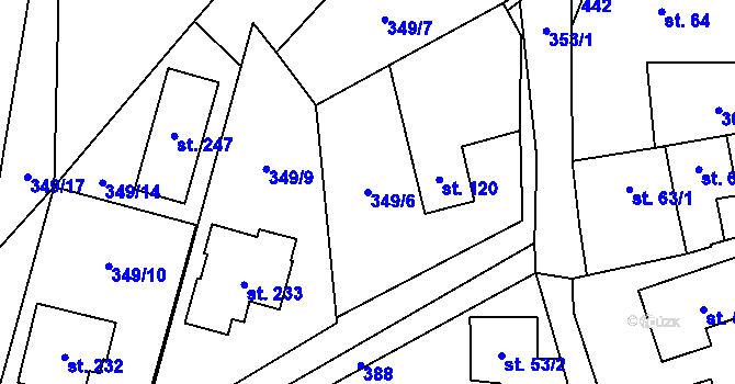 Parcela st. 349/6 v KÚ Klokočov, Katastrální mapa