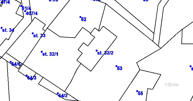 Parcela st. 32/2 v KÚ Klokočov, Katastrální mapa