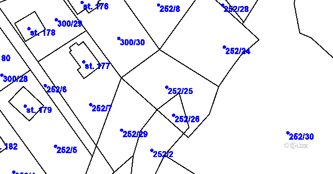 Parcela st. 252/25 v KÚ Klokočov, Katastrální mapa