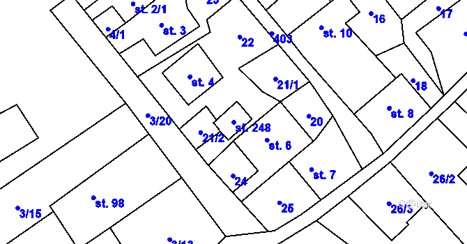 Parcela st. 248 v KÚ Klokočov, Katastrální mapa