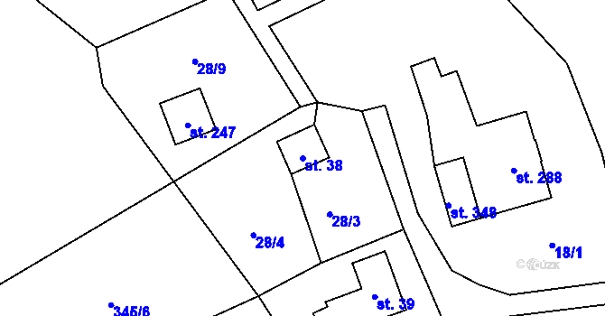 Parcela st. 38 v KÚ Klokočí u Turnova, Katastrální mapa