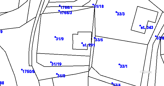 Parcela st. 291 v KÚ Klokočí u Turnova, Katastrální mapa