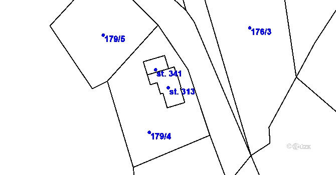 Parcela st. 313 v KÚ Klokočí u Turnova, Katastrální mapa