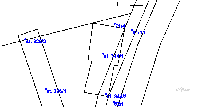 Parcela st. 344/1 v KÚ Klokočí u Turnova, Katastrální mapa