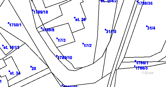 Parcela st. 17/2 v KÚ Klokočí u Turnova, Katastrální mapa