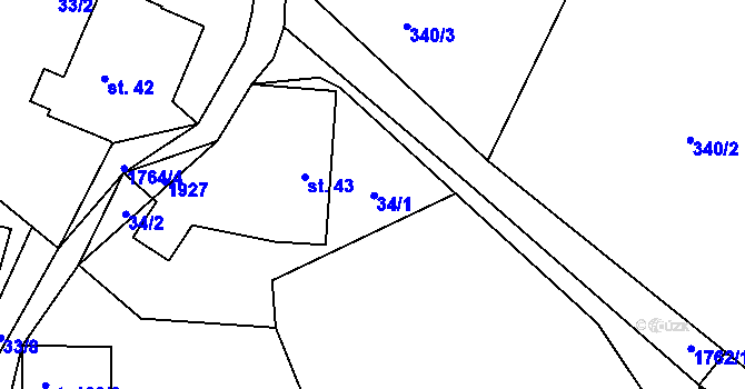Parcela st. 34 v KÚ Klokočí u Turnova, Katastrální mapa
