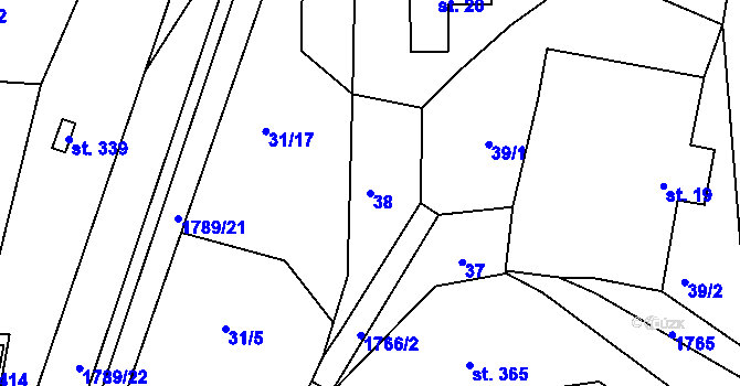Parcela st. 38 v KÚ Klokočí u Turnova, Katastrální mapa
