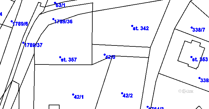 Parcela st. 42/5 v KÚ Klokočí u Turnova, Katastrální mapa