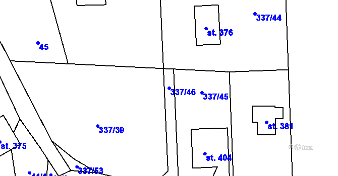 Parcela st. 337/46 v KÚ Klokočí u Turnova, Katastrální mapa