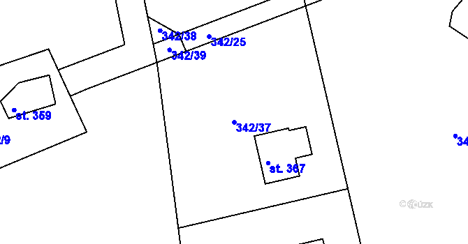 Parcela st. 342/37 v KÚ Klokočí u Turnova, Katastrální mapa