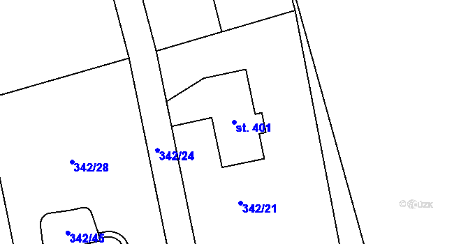 Parcela st. 401 v KÚ Klokočí u Turnova, Katastrální mapa
