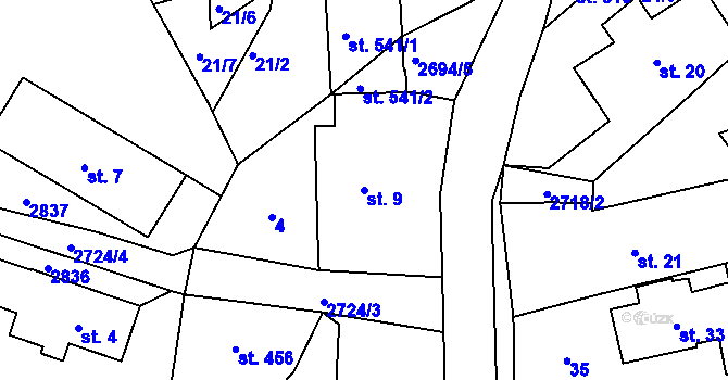 Parcela st. 9 v KÚ Loučky u Turnova, Katastrální mapa