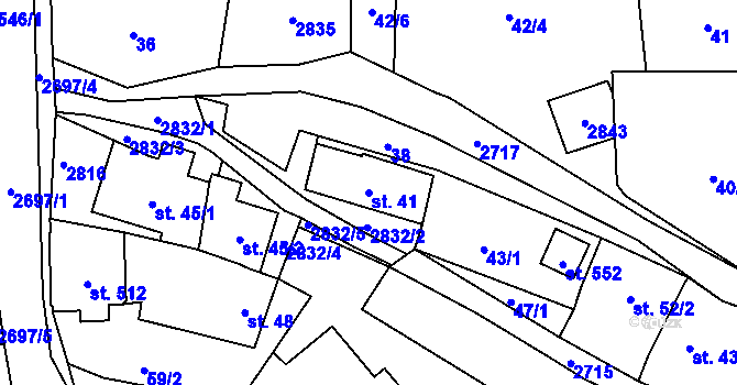 Parcela st. 41 v KÚ Loučky u Turnova, Katastrální mapa