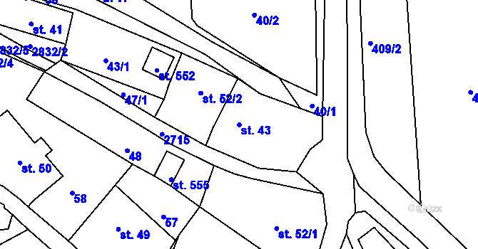 Parcela st. 43 v KÚ Loučky u Turnova, Katastrální mapa