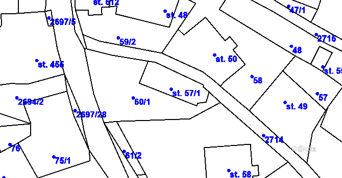 Parcela st. 57/1 v KÚ Loučky u Turnova, Katastrální mapa