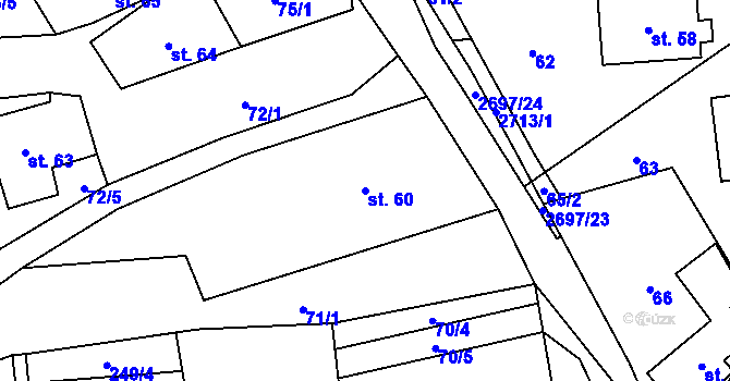 Parcela st. 60 v KÚ Loučky u Turnova, Katastrální mapa