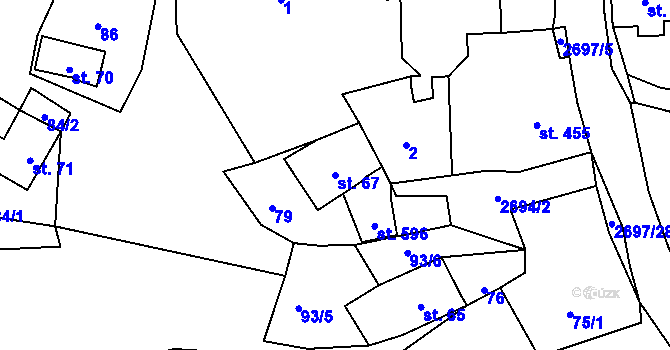 Parcela st. 67 v KÚ Loučky u Turnova, Katastrální mapa