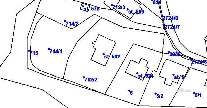 Parcela st. 502 v KÚ Loučky u Turnova, Katastrální mapa