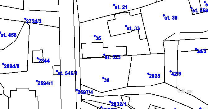 Parcela st. 523 v KÚ Loučky u Turnova, Katastrální mapa