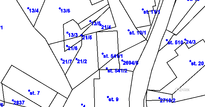Parcela st. 541/1 v KÚ Loučky u Turnova, Katastrální mapa