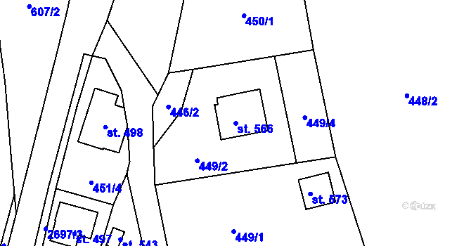 Parcela st. 566 v KÚ Loučky u Turnova, Katastrální mapa