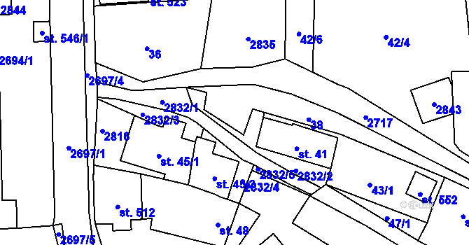 Parcela st. 44 v KÚ Loučky u Turnova, Katastrální mapa