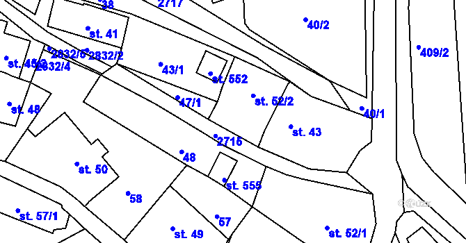 Parcela st. 47/3 v KÚ Loučky u Turnova, Katastrální mapa
