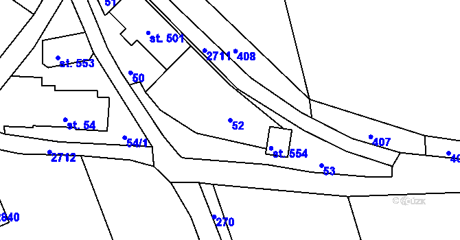 Parcela st. 52 v KÚ Loučky u Turnova, Katastrální mapa