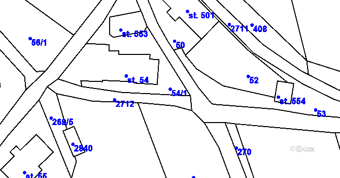 Parcela st. 54/1 v KÚ Loučky u Turnova, Katastrální mapa