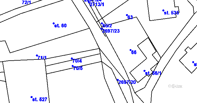 Parcela st. 69 v KÚ Loučky u Turnova, Katastrální mapa