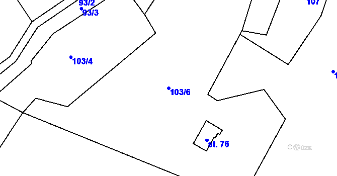 Parcela st. 103/6 v KÚ Loučky u Turnova, Katastrální mapa
