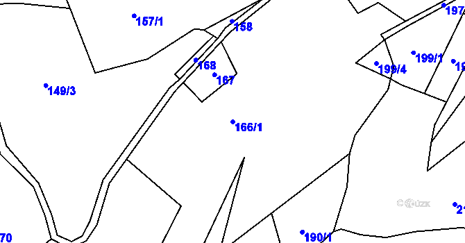 Parcela st. 166/1 v KÚ Loučky u Turnova, Katastrální mapa